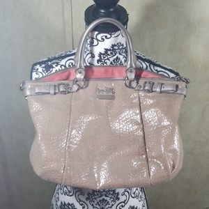 Coach champagne metallic satchel